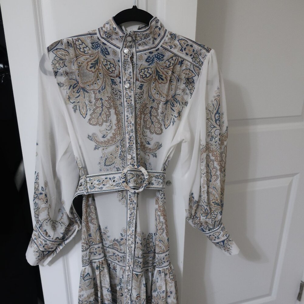 White Blue Floral Maxi Dress EUC S